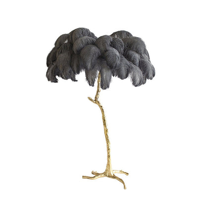 Tropical Feather Standing Lamp 63 in Tall Palm Tree Style Ambient Floor Light for Bedroom Living Room Decorative Accent Lighting