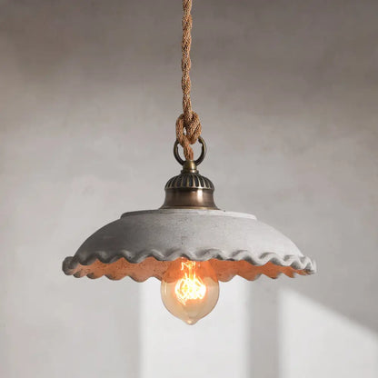 Concrete Pendant Light Fixture Gray Industrial Ceiling Lamp E26 Base Minimalist Hanging Shade for Kitchen Island Dining Room Living Room
