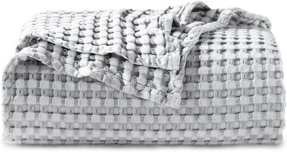 Cotton Throw Blanket Cooling, Bamboo Cooling Blanket for Hot Sleepers, Lightweight Queen Size Blanket for Summer