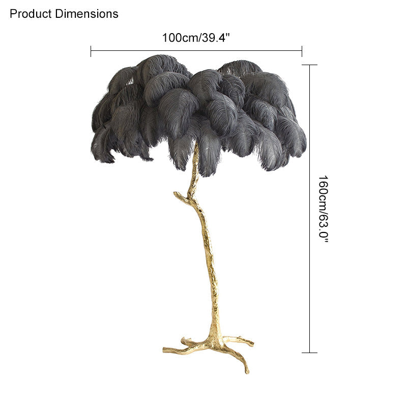 Tropical Feather Standing Lamp 63 in Tall Palm Tree Style Ambient Floor Light for Bedroom Living Room Decorative Accent Lighting