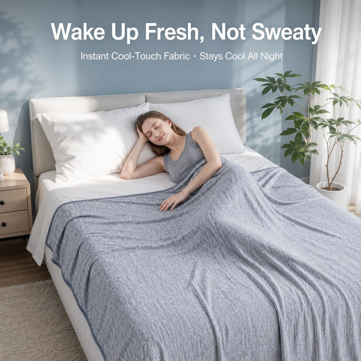 Cool Comfort | Queen Size Cooling Blanket with Q-Max >0.4 Fabric | Lightweight Summer Blanket for Hot Sleepers