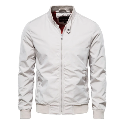 Lightweight Bomber Jacket for Men – Summer Sport Coat with Ribbed Collar & Glossy Finish for Casual Everyday Wear