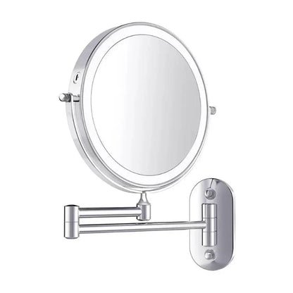 LED Lighted Bathroom Mirror 8 Inch with Magnification Touch Control USB Rechargeable Wall Mount Vanity Mirror for Makeup Application Skincar