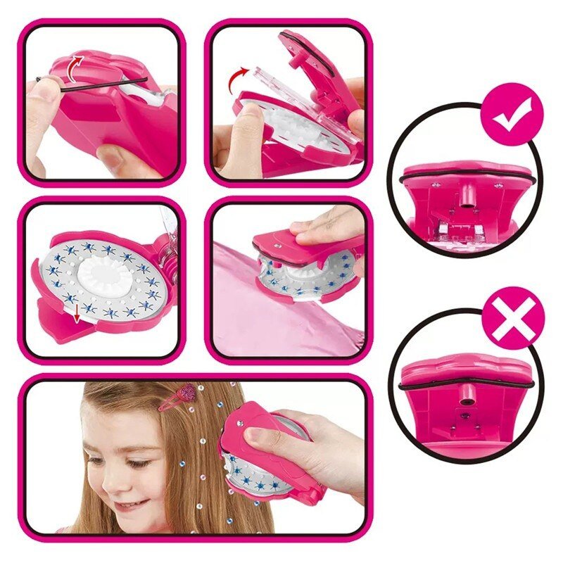 Self-Adhesive Gem Applicator Tool for Quick Hair Decoration with Reusable Sparkle Jewelry Crystals for Kids and Adults