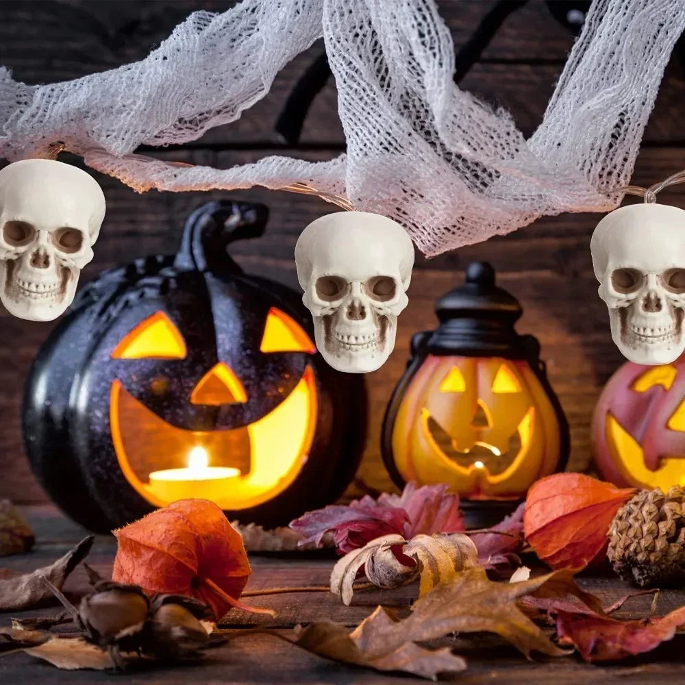 Mini Skeleton Skulls 10 Pack, Halloween Skull Decorations for Tabletop, Skeleton Heads for Halloween Skeleton Decor
