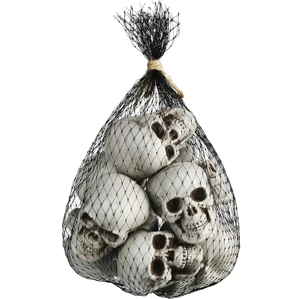 Mini Skeleton Skulls 10 Pack, Halloween Skull Decorations for Tabletop, Skeleton Heads for Halloween Skeleton Decor