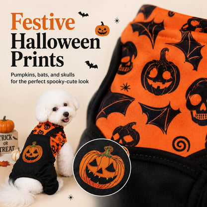 Ortekor Halloween Dog Jumpsuit for Parties & Photos - Soft Pumpkin Pet Costume