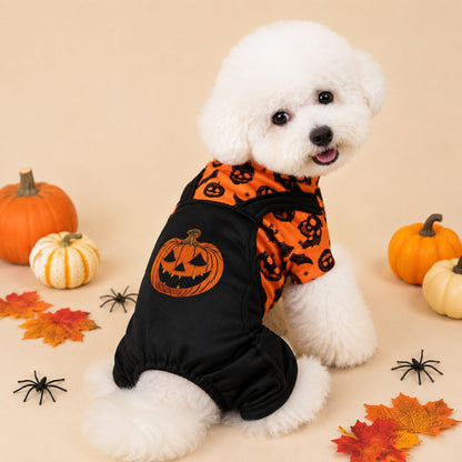 Ortekor Halloween Dog Jumpsuit for Parties & Photos - Soft Pumpkin Pet Costume