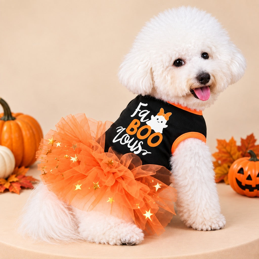 Ortekor Halloween Dog Tutu Dress for Parties & Photos - Soft Lightweight Costume for Small Dogs