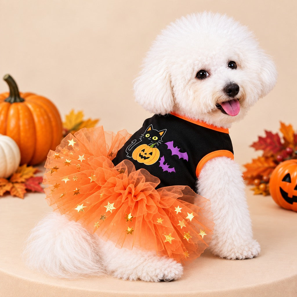 Ortekor Halloween Dog Tutu Dress for Parties & Photos - Soft Lightweight Costume for Small Dogs