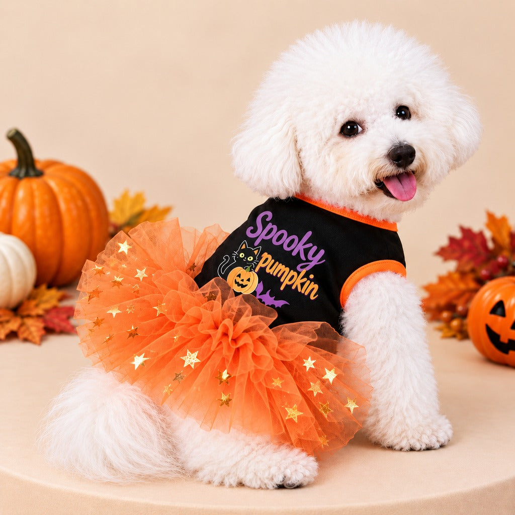 Ortekor Halloween Dog Tutu Dress for Parties & Photos - Soft Lightweight Costume for Small Dogs