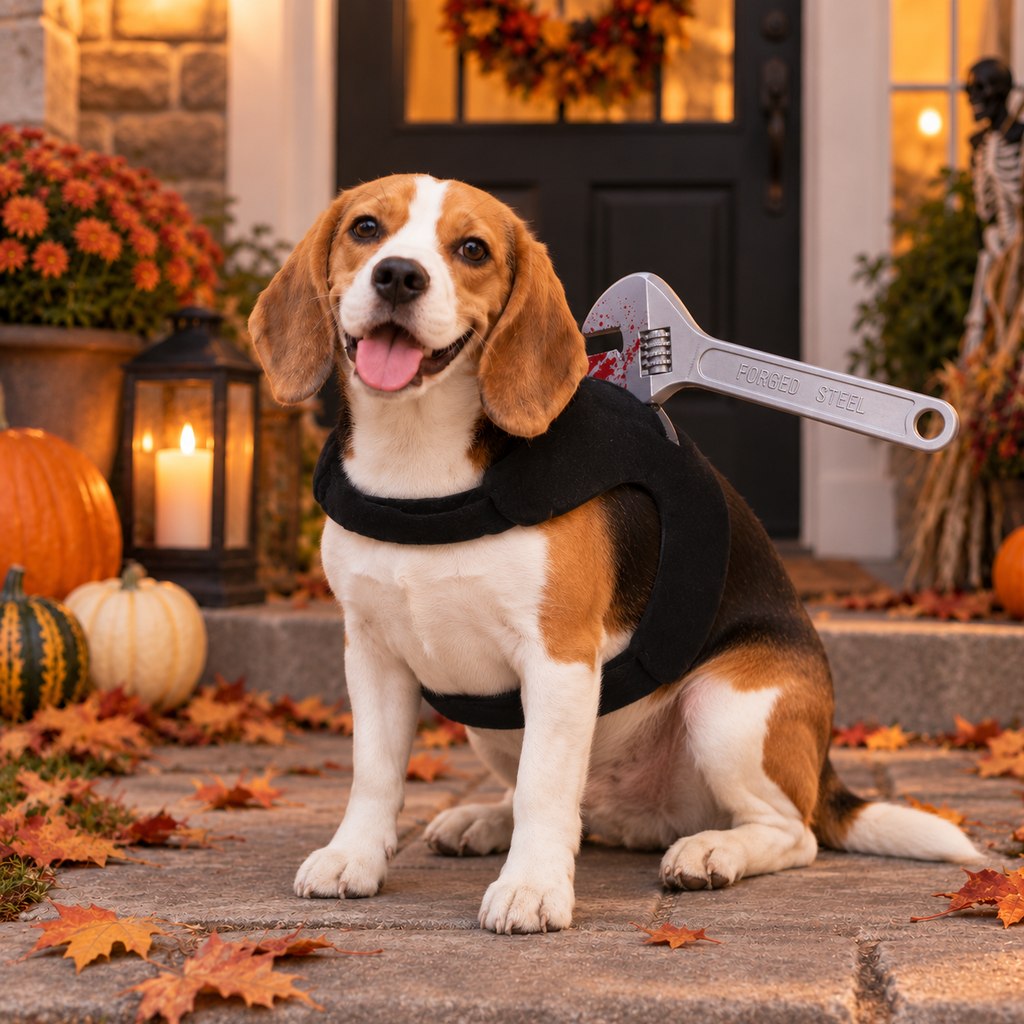Ortekor Halloween Horror Prop Dog Costume Harness - Easy-On Funny Outfit for Trick-or-Treat, Parties & Photos | 6 Styles