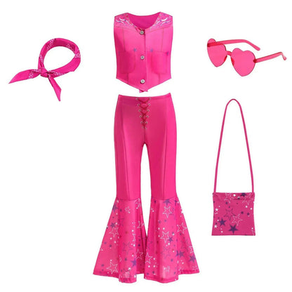 Disco Party Set | Girls' Flared Pants Costume with Stylish Top | Fun Outfit for Halloween and Themed Events