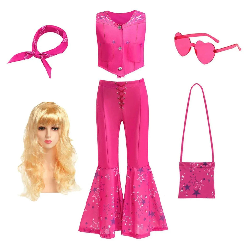 Disco Party Set | Girls' Flared Pants Costume with Stylish Top | Fun Outfit for Halloween and Themed Events
