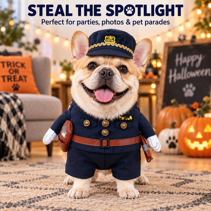 Halloween Police Officer Dog Costume with Hat – Funny Pet Cop Uniform for Trick-or-Treating, Parties & Photo Moments