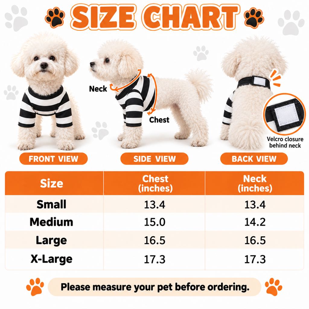 Halloween Prisoner Dog Costume - Funny Black & White Striped Pet Outfit with Front-Leg Sleeves for Halloween Parties & Photos