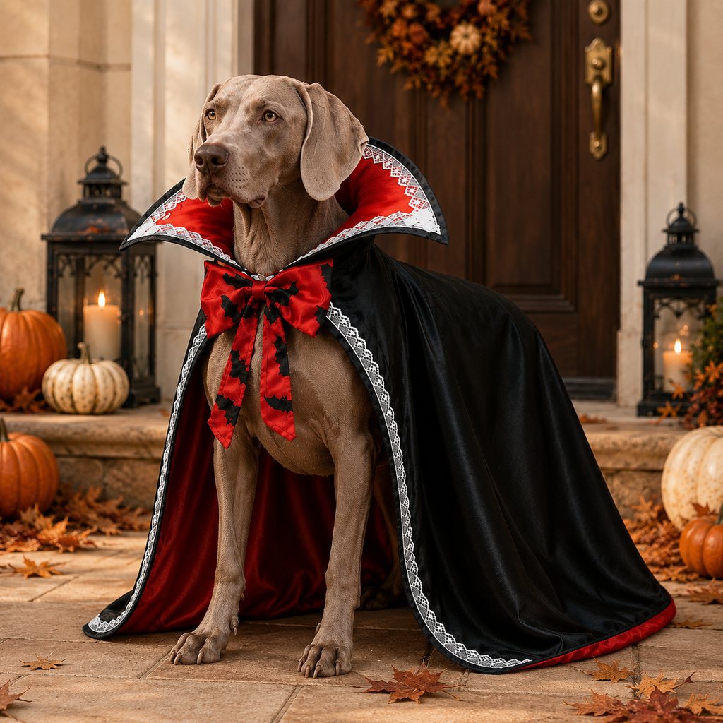 Ortekor Halloween Vampire Dog Cape Costume – Dracula Cloak with Stand-Up Collar for Trick-or-Treating, Parties & Photos