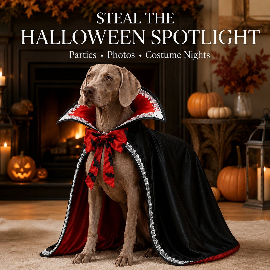 Ortekor Halloween Vampire Dog Cape Costume – Dracula Cloak with Stand-Up Collar for Trick-or-Treating, Parties & Photos