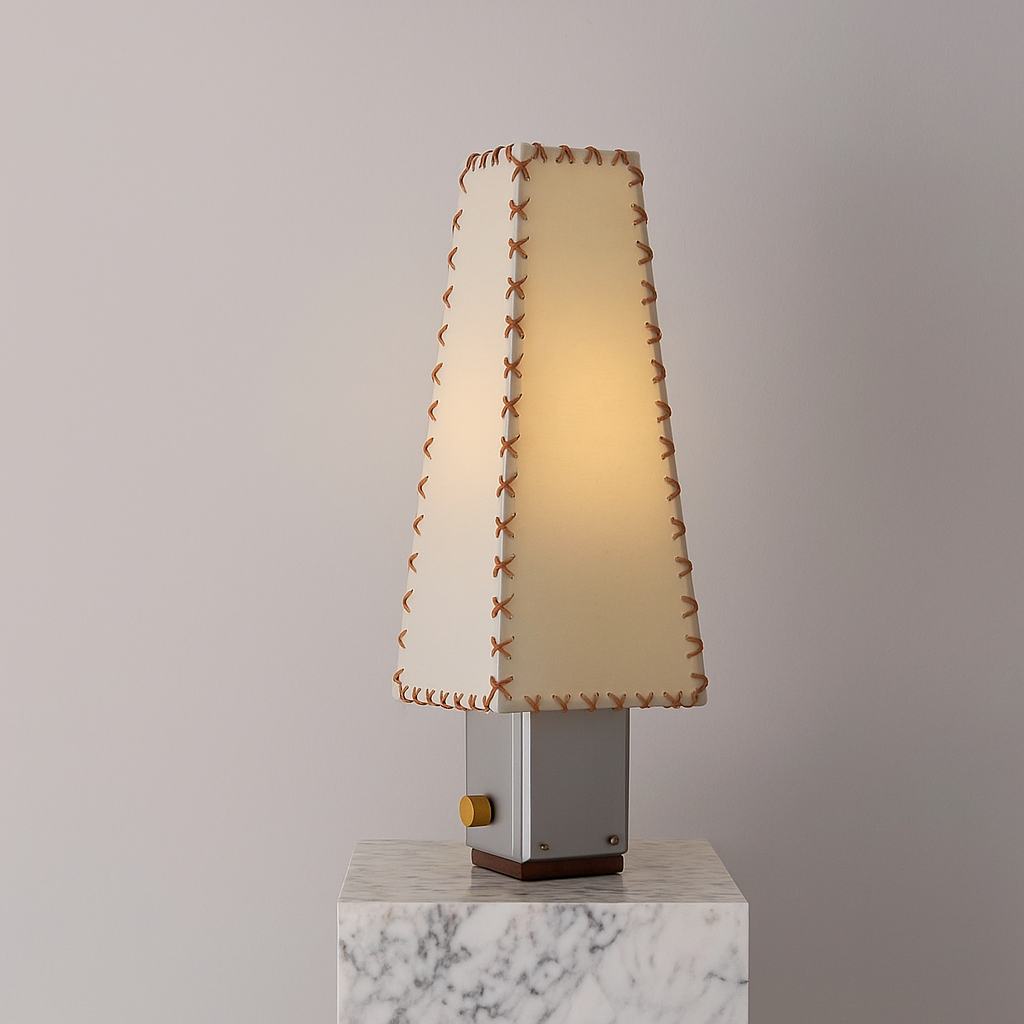 Accent Lamp with Natural Fabric Shade 20 Inch Stainless Steel Base Warm Glow E14 Socket for Nightstand Console Office Bedroom Living Room Re