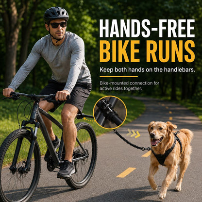 Ortekor Hands-Free Dog Bike Leash with Shock-Absorbing Bungee – Bike-Mounted Side Arm for Controlled Side-by-Side Runs