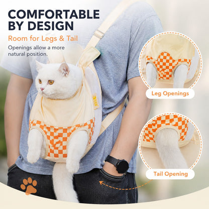 Ortekor Hands-Free Cat Carrier Backpack for Walks & Vet Visits - Breathable Front & Back Travel Bag