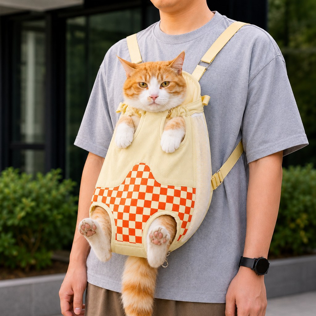 Ortekor Hands-Free Cat Carrier Backpack for Walks & Vet Visits - Breathable Front & Back Travel Bag
