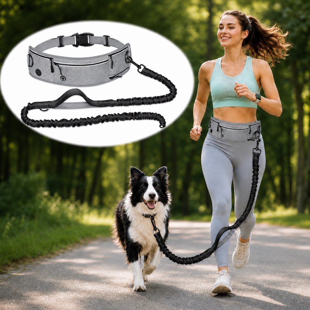 Ortekor Hands-Free Dog Running Leash Waist Belt – Shock Absorbing & Reflective, Perfect for Jogging, Hiking & Outdoor Walks with Your Dog