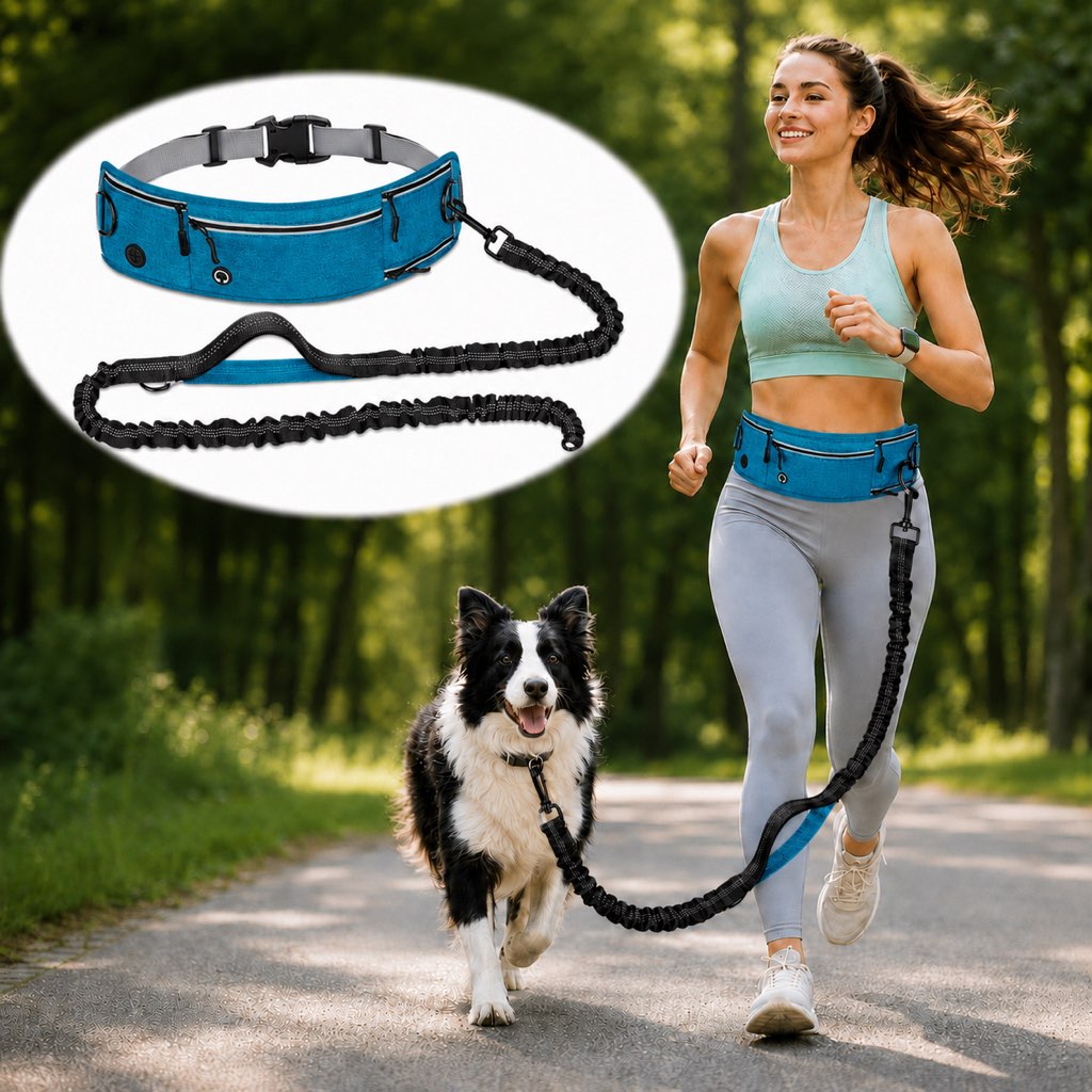 Ortekor Hands-Free Dog Running Leash Waist Belt – Shock Absorbing & Reflective, Perfect for Jogging, Hiking & Outdoor Walks with Your Dog