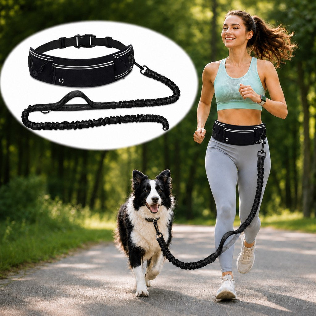 Ortekor Hands-Free Dog Running Leash Waist Belt – Shock Absorbing & Reflective, Perfect for Jogging, Hiking & Outdoor Walks with Your Dog