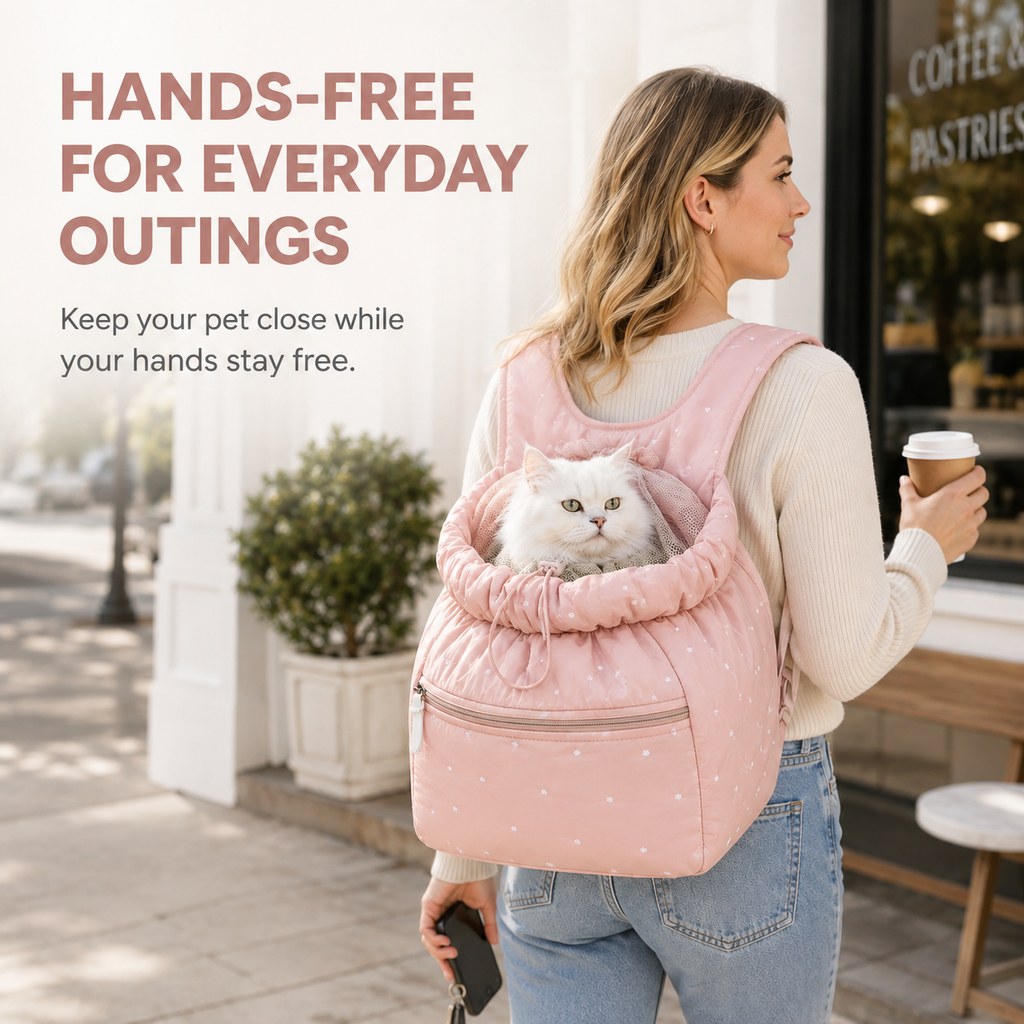 Ortekor Hands-Free Pet Carrier Backpack for Everyday Outings – Breathable Travel Carrier for Cats & Small Dogs