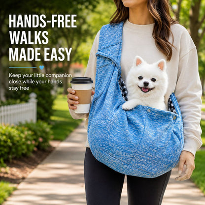Ortekor Hands-Free Pet Sling Carrier for Small Dogs & Cats - Wide Strap Shoulder Bag for Walks, Errands & Vet Visits
