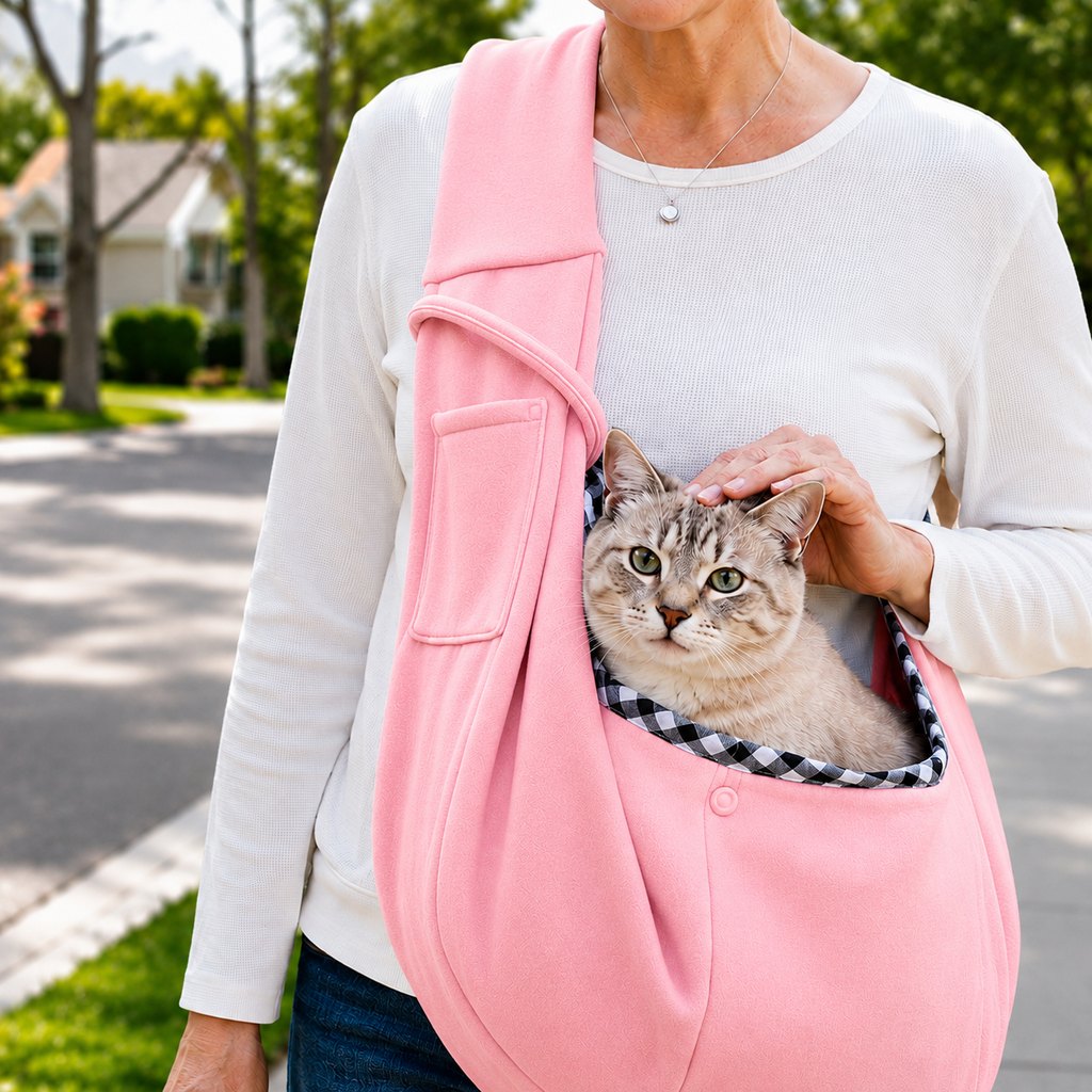 Ortekor Hands-Free Pet Sling Carrier for Small Dogs & Cats - Wide Strap Shoulder Bag for Walks, Errands & Vet Visits