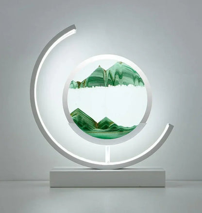 Illuminated Sand Art Table Lamp with Dual Color Glow for Bedroom Nightstand Desk Home Office Living Room Ambient Lighting Decor