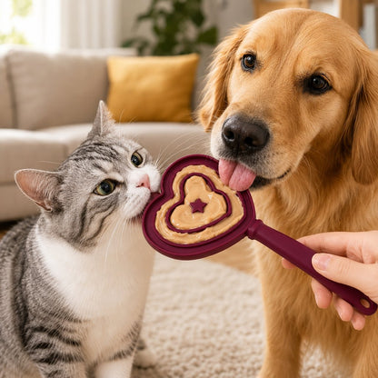 Ortekor Heart Pet Licking Wand for Cats & Dogs - Handheld Soft Treat Feeder for Yogurt, Wet Food & Pumpkin Puree