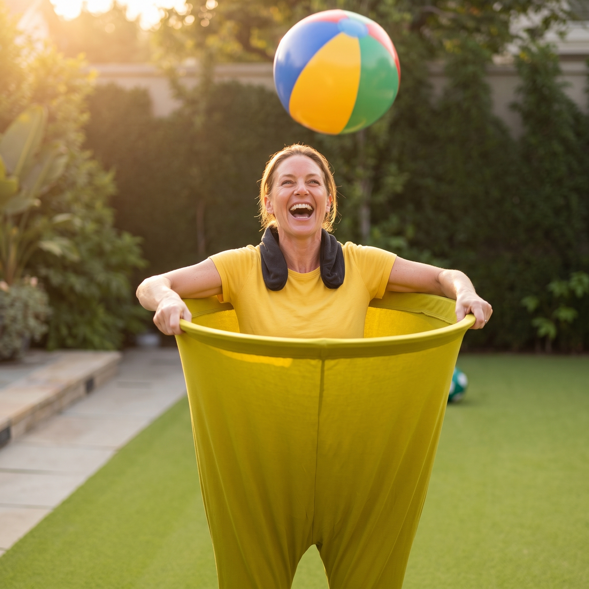 Oversized Wearable Catch-Basket Party Activity for Kids Adults Family Gatherings Backyard Indoor Outdoor Fun with Inflatable Balls Hand Pump
