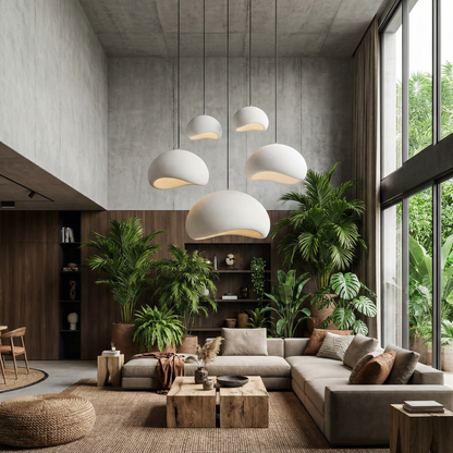 Ceiling Pendant Light Fixture Minimalist Japanese Design HDPE Glass Iron Hardwired for Dining Room Kitchen Island Living Room Bedroom Modern