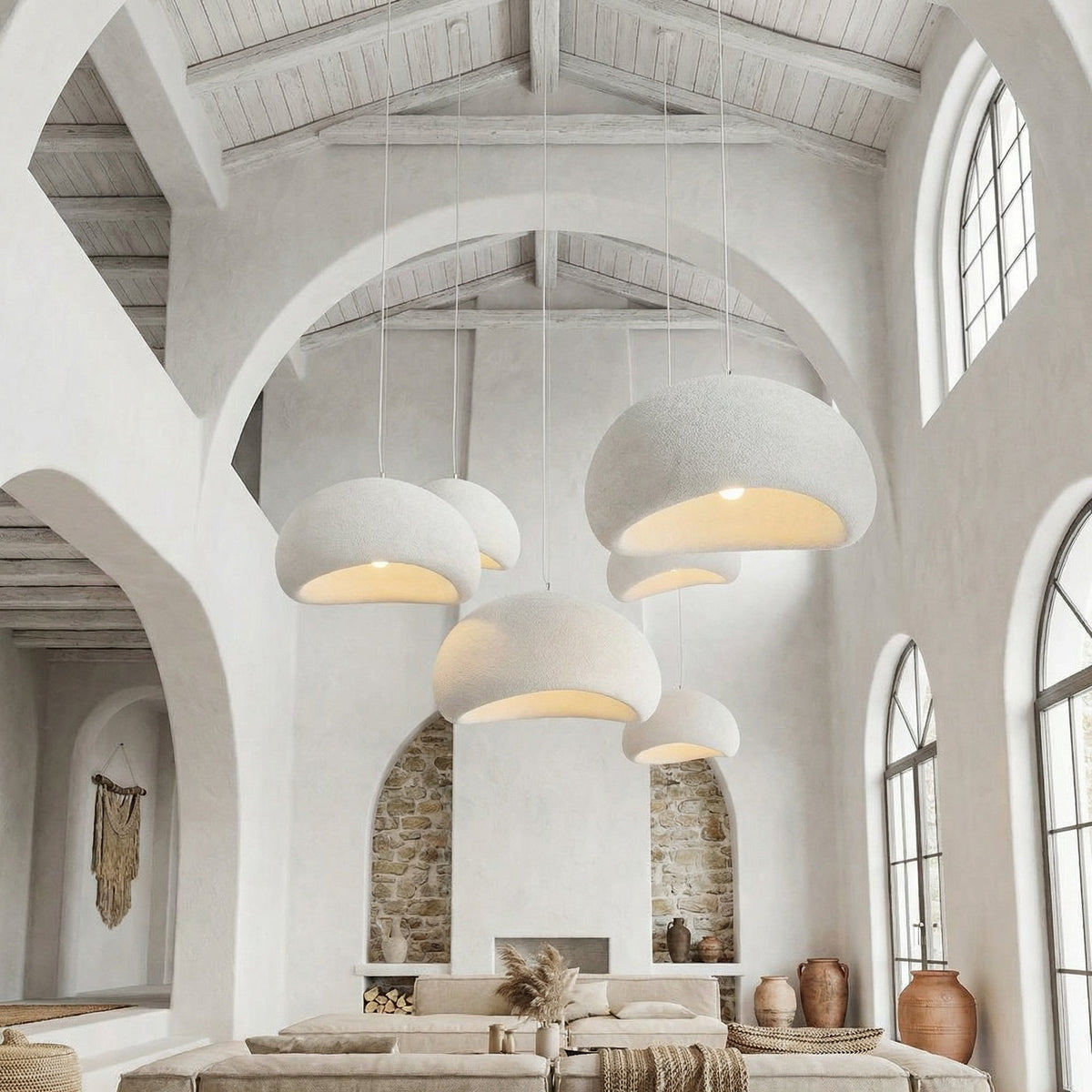 Ceiling Pendant Light Fixture Minimalist Japanese Design HDPE Glass Iron Hardwired for Dining Room Kitchen Island Living Room Bedroom Modern