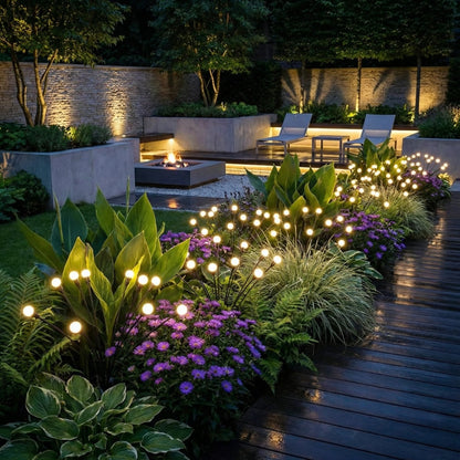 Motion-Activated Pathway Lights Outdoor Solar Powered LED Stakes Garden Yard Decor Dancing Landscape Illumination for Walkways Driveways Flo