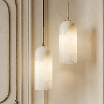 Hanging Ceiling Fixture White Stone Shade 10 Inch Cord Adjustable to 59 Inches E27 Socket Kitchen Counter Overhead Dining Table Décor Contem