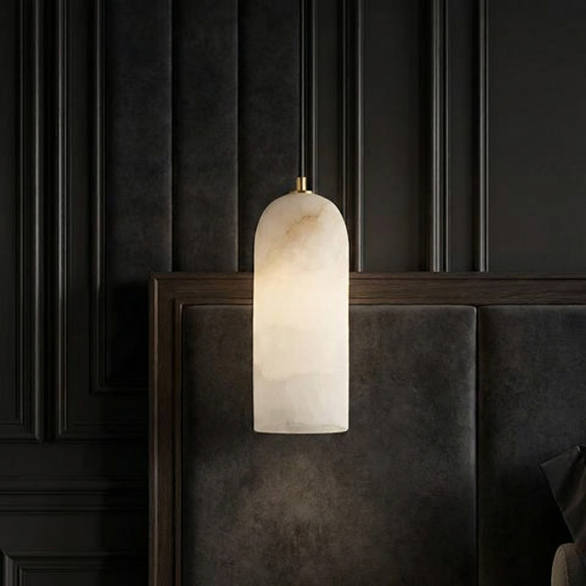Hanging Ceiling Fixture White Stone Shade 10 Inch Cord Adjustable to 59 Inches E27 Socket Kitchen Counter Overhead Dining Table Décor Contem