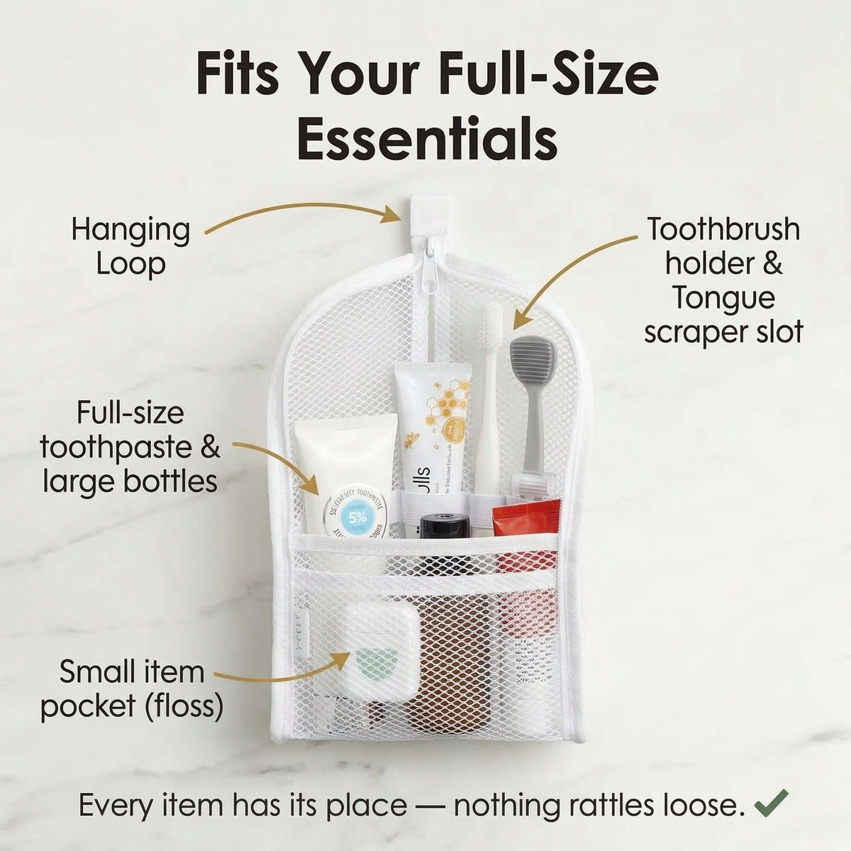 Upright Toiletry Organizer Pouch with Dividers for Travel | Water-Resistant EVA Case for Toothbrush, Toothpaste & Essentials | Compact Bathr