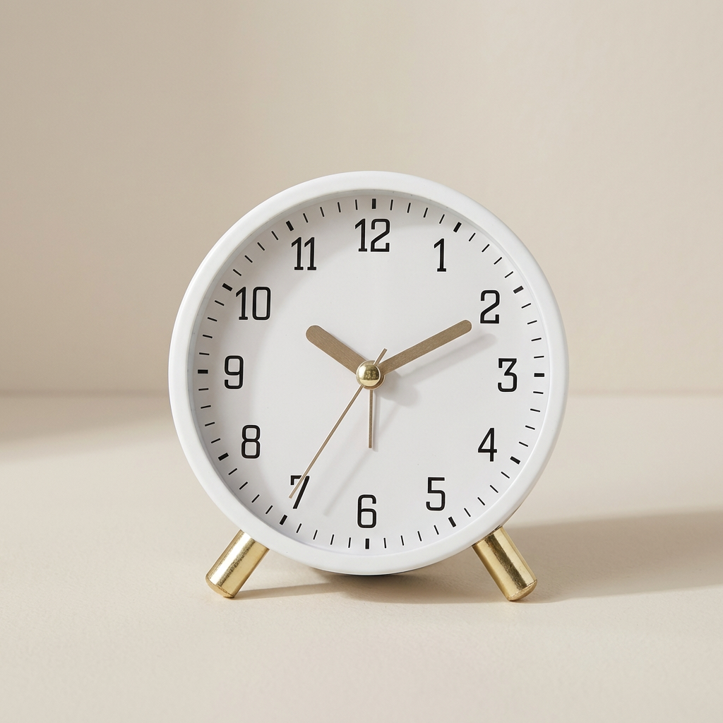Sable Desk Clock - Scandinavian Design, Silent Sweep Movement