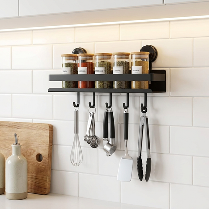 Wall-Mounted Spice Storage Solution with Suction Cups