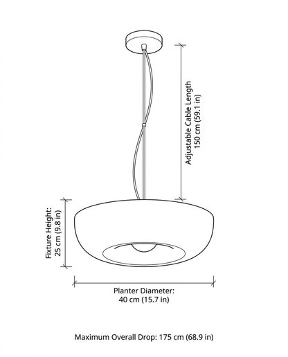 Hanging Planter Light with Built-In Pot for Indoor Plants, Succulents & Herbs, Modern Pendant Ceiling Fixture for Kitchen, Living Room & Din
