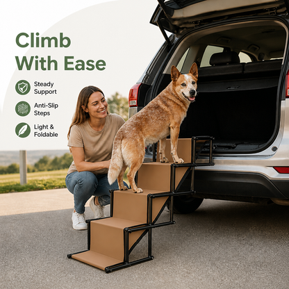 Ortekor Foldable 4-Step Anti-Slip Oxford Dog Ramp