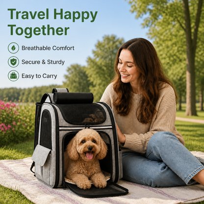 Ortekor Breathable Mesh & Water-Repellent Pet Backpack Carrier (Collapsible)