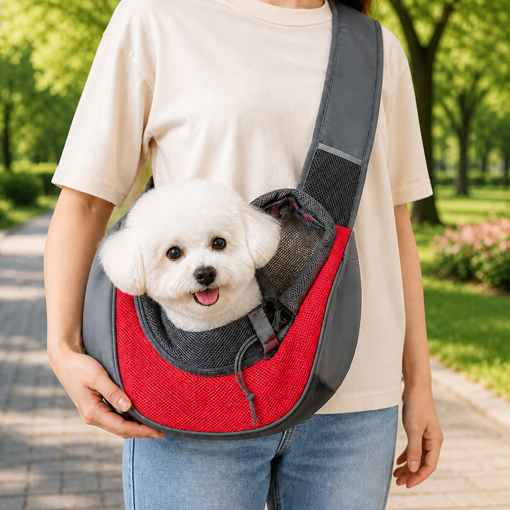 Ortekor Breathable Mesh & Adjustable Crossbody Dog Sling Carrier