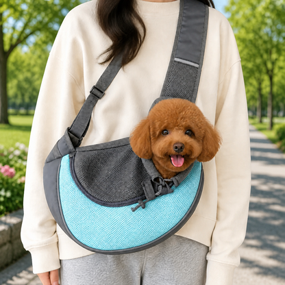Ortekor Breathable Mesh & Adjustable Crossbody Dog Sling Carrier