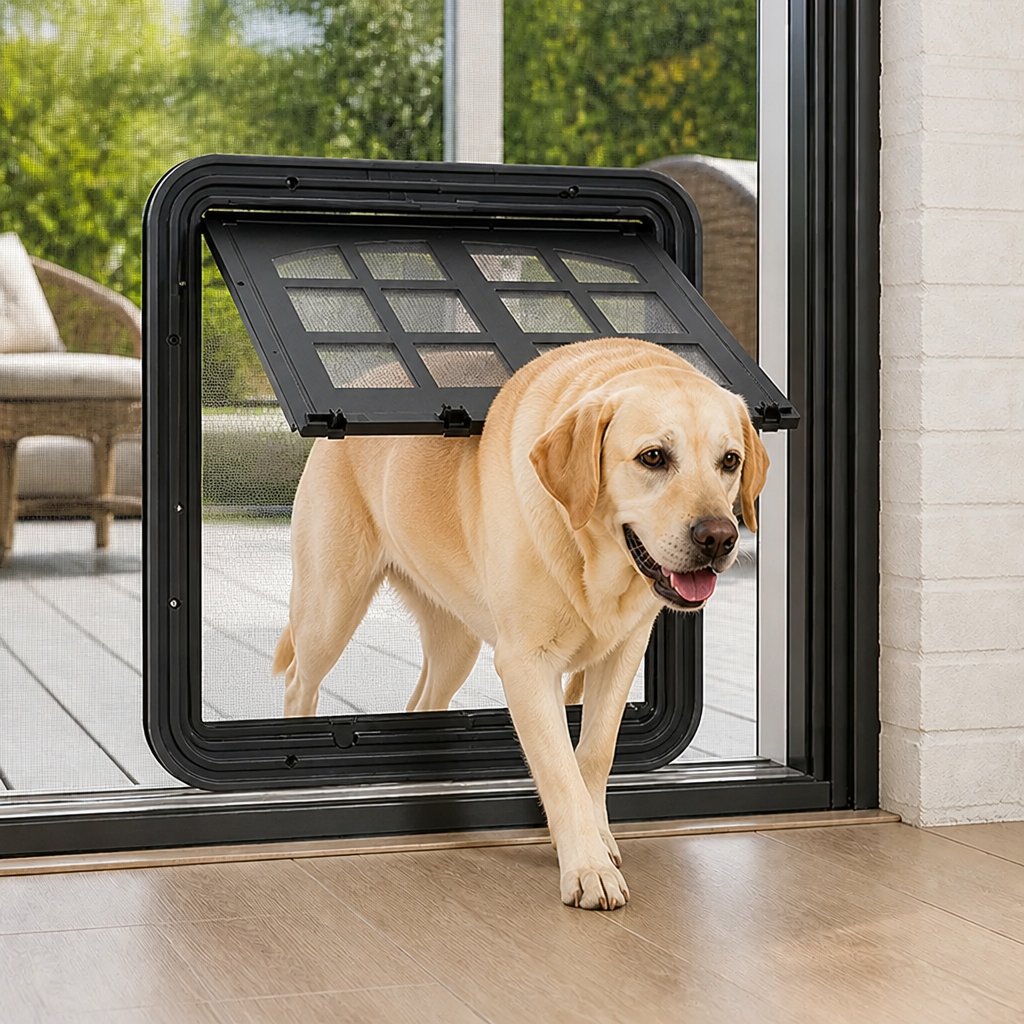 Ortekor 4-Way Self-Closing Dog Screen Door (Fits Screen Doors & Windows)