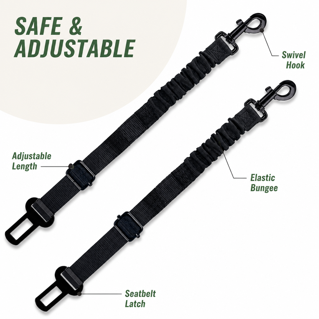 Ortekor Adjustable Shock-Absorbing Dog Car Seat Belt